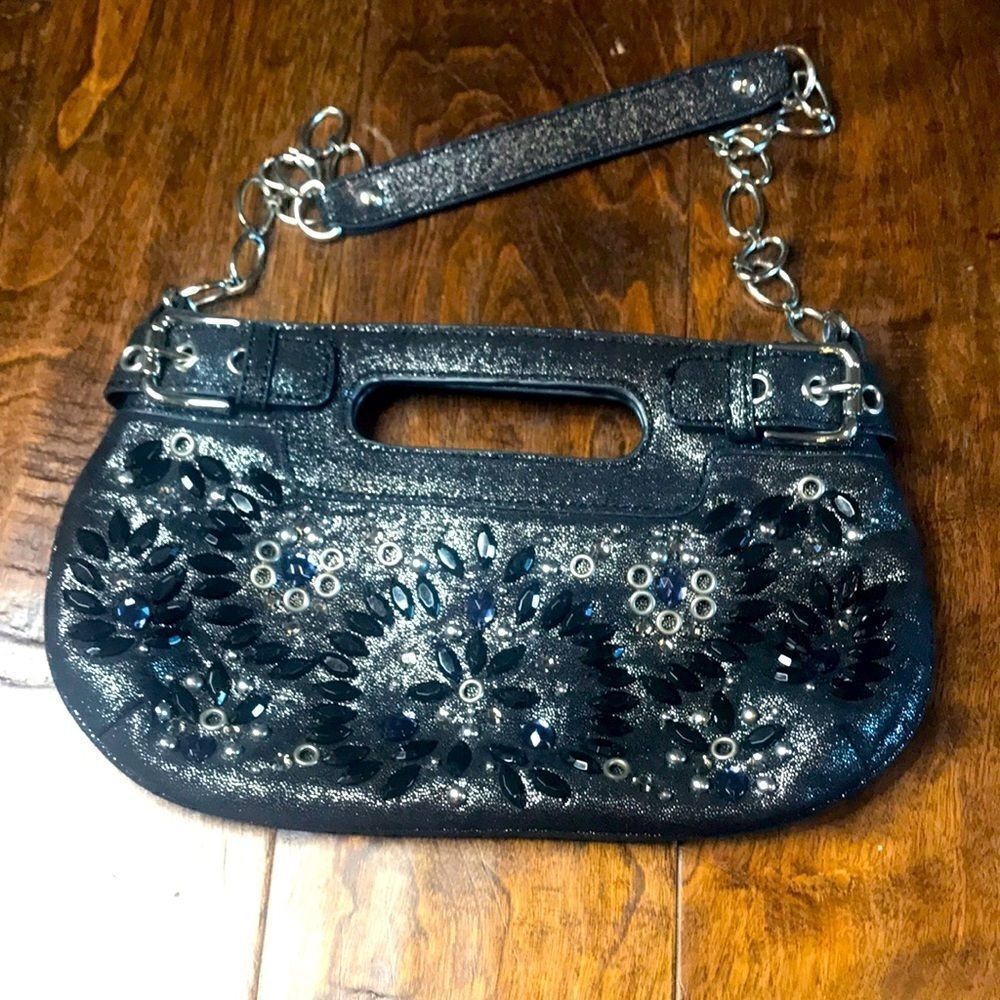 Rafe shimmery black jeweled handbag